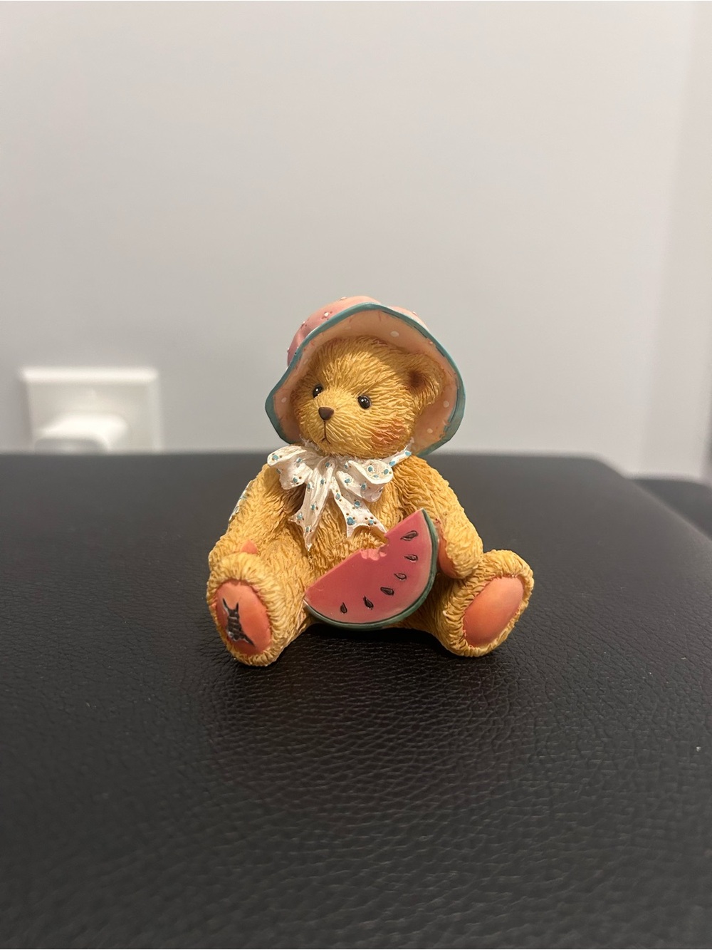 Enesco VINTAGE Cherished Teddies Julie Bear Figurine Resin Hat Watermelon 1993